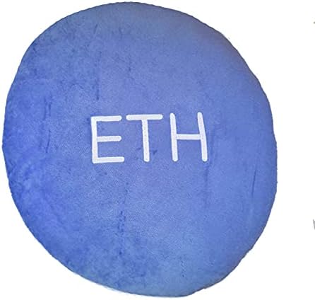 Bitcoinmerch.com - Blue Ethereum arredondado travesseiro de pelúcia de pelúcia elíptica com logotipo bordado de criptografia de criptografia