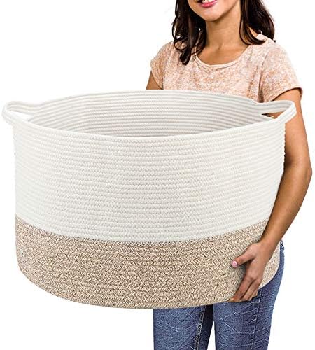 R Runka Casquete extra de corda de algodão extra grande 22 x 14 - cesta de brinquedos para crianças - cesta de branqueadores