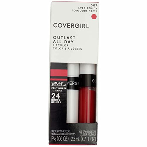 CoverGirl doutrados durante todo o dia Lipcolor Ever Red Dy 507, pacote de 0,13 oz de 2