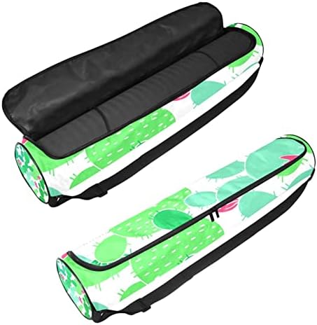 Bolsa de tapete de ioga ratgdn, cactos verdes claros Exercício ioga transportadora de tape