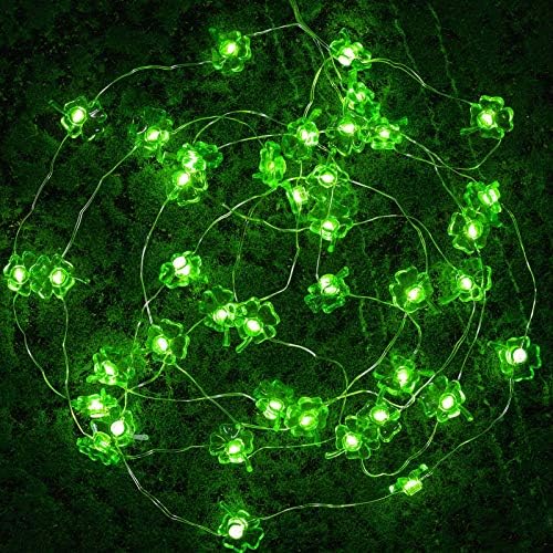 São Patrick's Day String Light Luz de quatro folhas de trevo leve cordas shamrock Irish Fairy LED LUZ 10 pés 40 LEDs de cores verdes