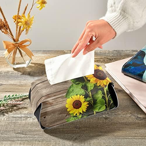 Autumn Sunflowers Caixa de tecido de madeira Tampa da caixa de papel retangular Caixa de lenço de lenço de lenço de papel