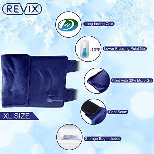 Revix XL Gel Cold Pack para bezerro e alívio da dor do cotovelo e pacote de gelo do joelho XL envolvendo o joelho inteiro após