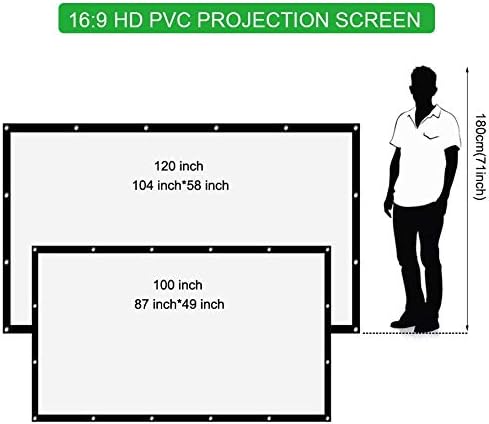 JRDHGRK Screen dobrável projetor 100 120 polegadas 16: 9 HD PVC Fabric Projeção Teatro para cinema em casa de home theater