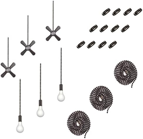 Corrente de tração do ventilador de teto, incluindo 6pcs pingente de corrente do ventilador de bola de miçangas, conectores