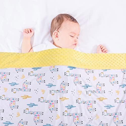 Donsonny Baby Blain para meninos meninas macias com dupla camada pontilhada de backing, girafa colorida impressa 30 x 40 polegadas