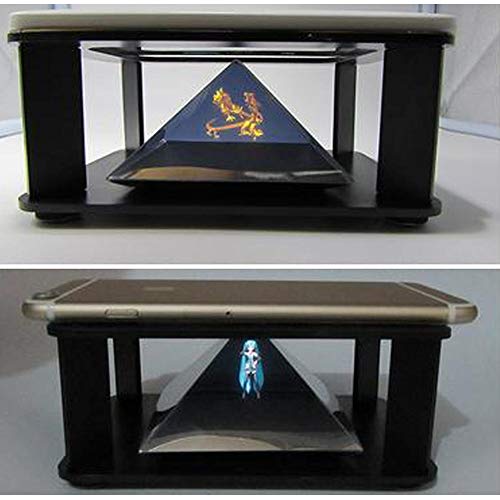 Projector holográfico prático 3D Pirâmide 3D Cartum Stand Standcase Box 3D Imagem holográfica Mostrar para telefones de 35-6