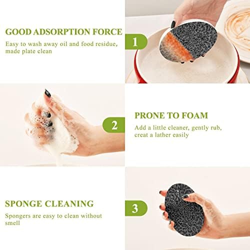 ALAZA Cinzento escuro Cheetah impressão esponjas naturais Esponja de celulares de cozinha para pratos lavando o banheiro e a limpeza