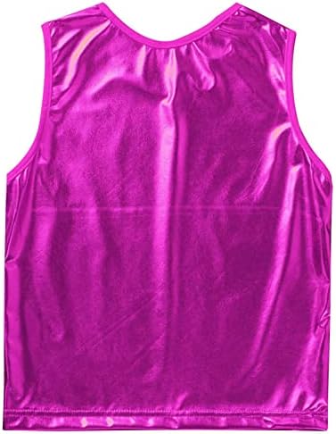 Chictry Kids Girls Shiny Metallic Solid Color Sleesess Workout Athletic Dance Tank Tops