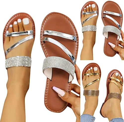 Sandálias de strass da haserce para mulheres, mulheres, mulheres chinelas de moda de verão novo padrão de shinestone de fundo plano