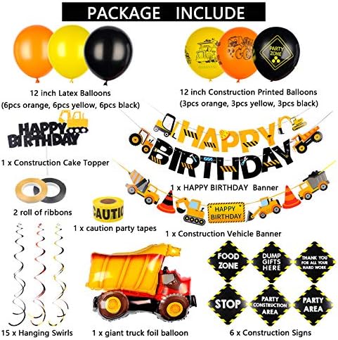 Construção Festas de festas de aniversário dump caminhão decorações de festas de aniversário com construção de balões estampados