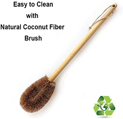 Escova do vaso sanitário, cabeça de pincel de fibra de coco natural e alça de madeira de faia para banheiro banheiro - limpeza resistente,