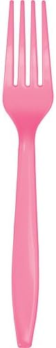 Conversão criativa de 50 contagens toque de cor para os garfos de plástico premium, Candy Pink