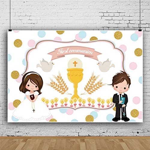 Baocicco 10x8ft First Communion tem tema de casamento de cenário de desenho animado velas da paz pombas noiva e noivo Graal