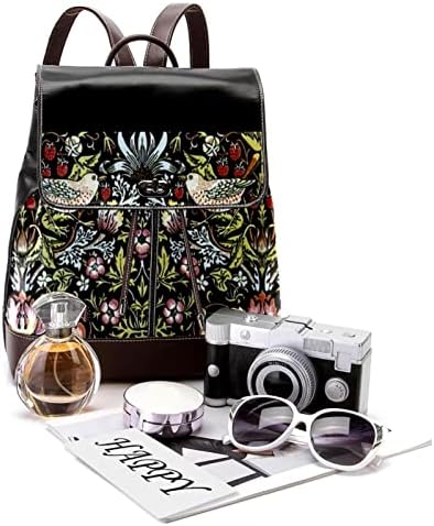 VBFOFBV Mackpack de viagem, mochila de laptop para homens, mochila de moda, videira de pássaro de morango vintage de flores