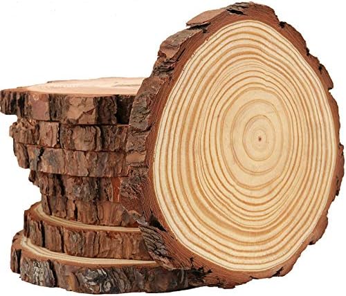 Hozeon 8 PCs 8-9 polegadas fatias de madeira naturais, fatias de madeira inacabadas rústicas suaves, fatias de madeira para artesanato,