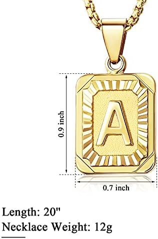 Colar de pingente de letra inicial Kissyan para homens, 18k Gold Plate Capital Capital Monogram Alhpabets de A-Z Figaro