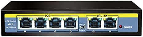 Switch POE de 6 portas de Uoeidosb 52V 410/100Mbps Poe Porta+210/100Mbps Porta 250m Transmissão 802.3 AT/AF 1.2Gbps