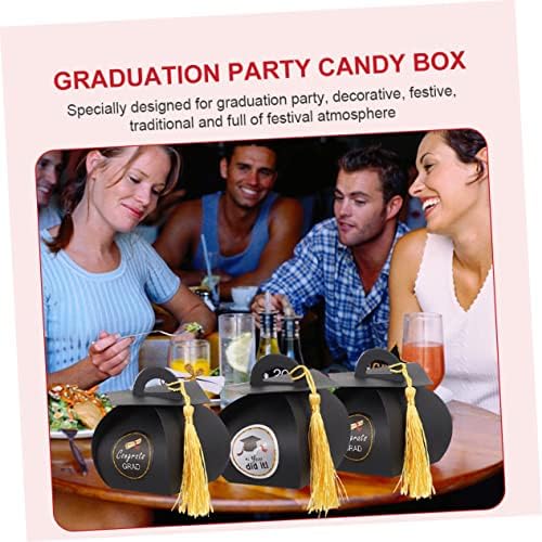 Bestoyard 100 PCs Caixas de chapéu de doce de graduação com tampas de decoração de casamento caixas de presente com tampas