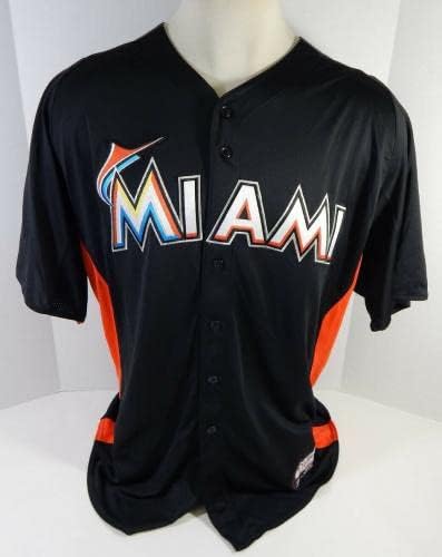 2012-13 Miami Marlins Matt Dominguez 37 Jogo usou Black Jersey St BP 48 668 - Jogo usado MLB Jerseys