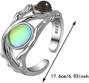 2023 Novo anel de nó de nó esterlina prata luna ring ajustável ramo -íris anel de lua