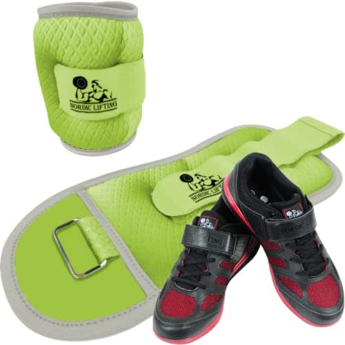 Pesos do pulso do tornozelo 3lb - pacote verde com sapatos Venja Tamanho 9.5 - Vermelho preto