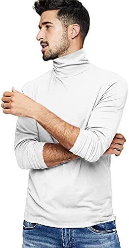 T-shirt de gola alta amussiar masculina shirt slim fit manga longa