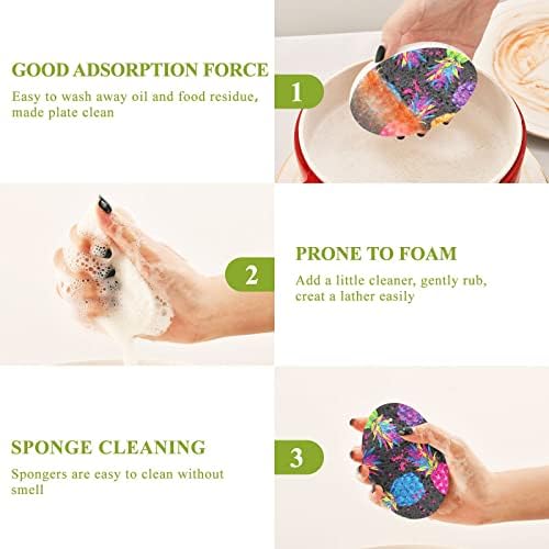 3pcs esfrega esponjas coloridas de abacaxi de abacaxi de prato pop-up para limpeza de cozinha banheiro doméstico não arranhor