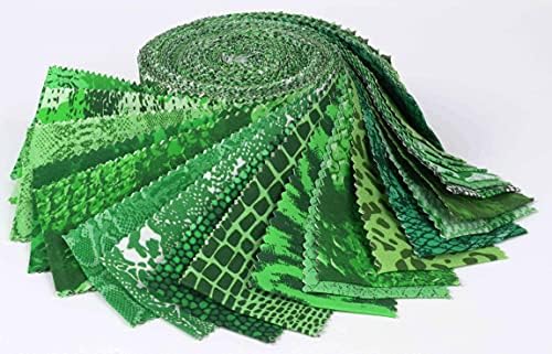 Soimoi 40pcs Tie Tye Print Cotton Pré -Tecidos Precut para Tiras de Artesanato de Quilting 2.5x42inChes Jelly Roll - Verde