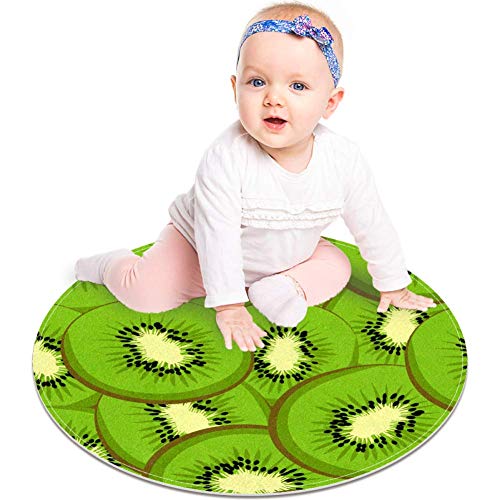 Padrão de frutas coloridas kiwi, capacho não deslizante de 23,6 de tapete redondo tapetes tapetes para crianças quarto de