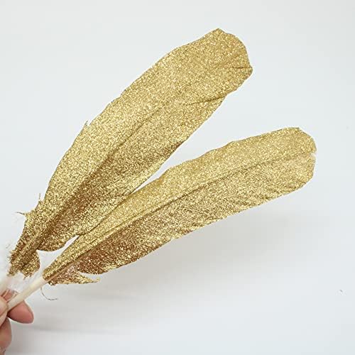 Pumcraft Feather for Craft 100pcs/lote natural penas de ganso de ouro 25-30cm/10-12 polegadas Celebração DIY Carnival DIY Plume-100pcs