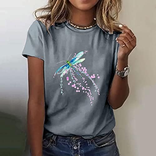 Tops for Women 2023 Round Neck Dragonfly Tirada camise