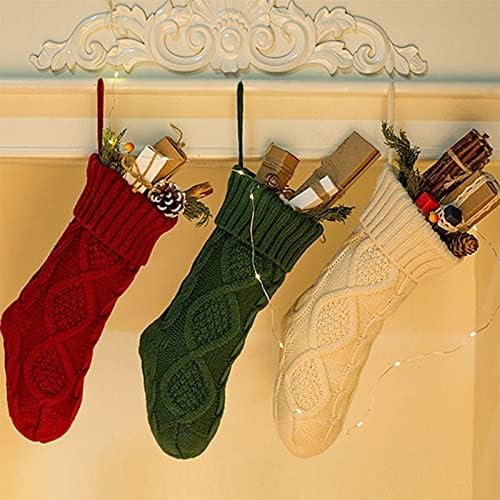 Giligege Classic 6 Pack Knit meias de Natal de malha Decorações de meias de meias rústicas de fazenda para férias em família