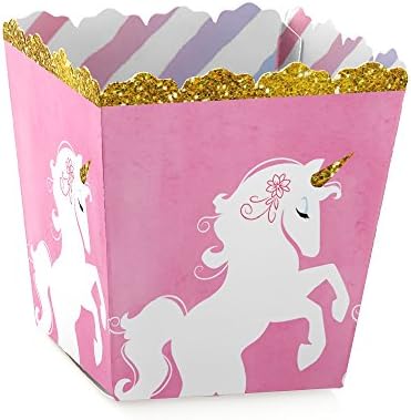 Rainbow Unicorn - Party Mini Favor Caixas - Chá de bebê de unicórnio mágico ou festa de doces de festa de aniversário - Conjunto