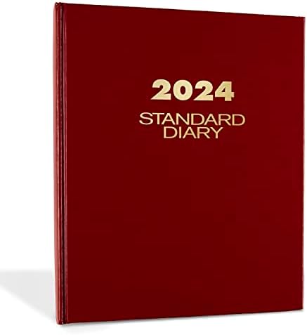 Diário de 2024 de 2024, diário diário padrão, 7-1/2 x 9-1/2, médio, vermelho