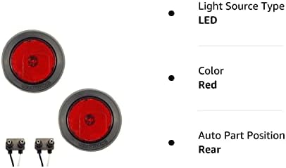 Par de LED 2,5 redondo - Luzes de depuração/marcador lateral com ilhós e conectores de arame de 2 polos para caminhões, reboques,