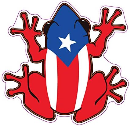Decalque de vinil da bandeira porto -riquenho - adesivo de pára -choques de sapo de árvore - orgulhoso adesivo de Porto Rico