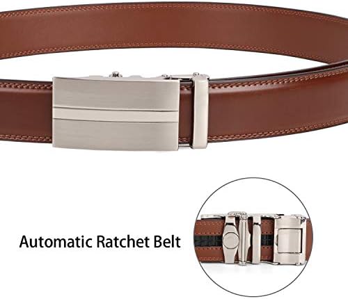 Cinto de catraca masculino xzqtive para vestir 2pack Slid Leather Belt com fivela de clique automático