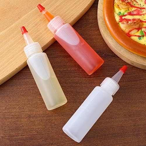 Hemoton Ketchup PCs Garrafas de aperto de plástico com linhas de escala Squeeze Condimento Garrafas dispensando garrafas