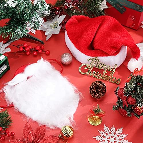 Vicenpal 3 sets chapéu de natal e Papai Noel Máscara de barba barba Cobes de rosto de Natal para adultos férias figurino