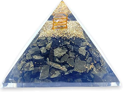 Elemento espiritual orgona piramida pirita cristal e cura pedras reiki carregou chakra com metal de cobre de pedra preciosa transparente
