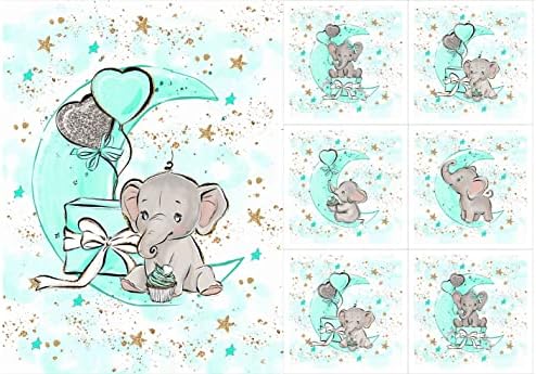 Conjunto de painéis de tecido de elefante, painéis de acolchoado, painéis de colcha de bebê, painéis de algodão, painel