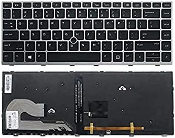 Teclado de substituição para HP Elitebook 840 G5/ 840 G6/ 745 G5/ 745 G6 Laptop Silver Frame Backlight com ponteiro