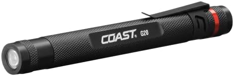 Costa G20 Beam de inspeção LED Penlight com clipe de bolso ajustável e brilho de borda a ponta consistente, preto, 54