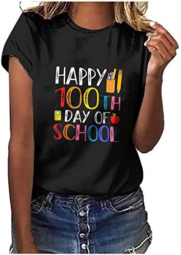 Camiseta de blusa gráfica para meninas adolescentes de verão no outono de manga curta Crew pescoço algodão Camiseta