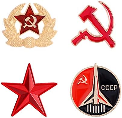 Cachecol 4pcs Criativo vintage Cinco pontudos Star Soviet Insignia Broches Decor for Banquet Celebration Favors