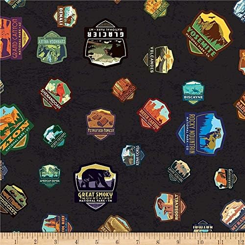 Riley Blake National Parks Patches Black, Quilting, Apparel and Home Decor Fabric 72 x 43