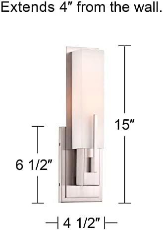 Possini Euro Design Midtown Modern Wall Light arenques conjunto de 2 cetim níquel metal hardwire 4 1/2 acessório de vidro branco