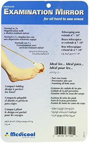 Medicool Diabetic Foot Inspeção Espelho para cuidados com a pele preventiva e exames de pé | Espelho 1