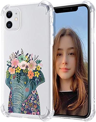 Padrão de elefante de flor de joyland projetado para iPhone 12/12 Pro caso, capa de telefone à prova de choque Slim Soft